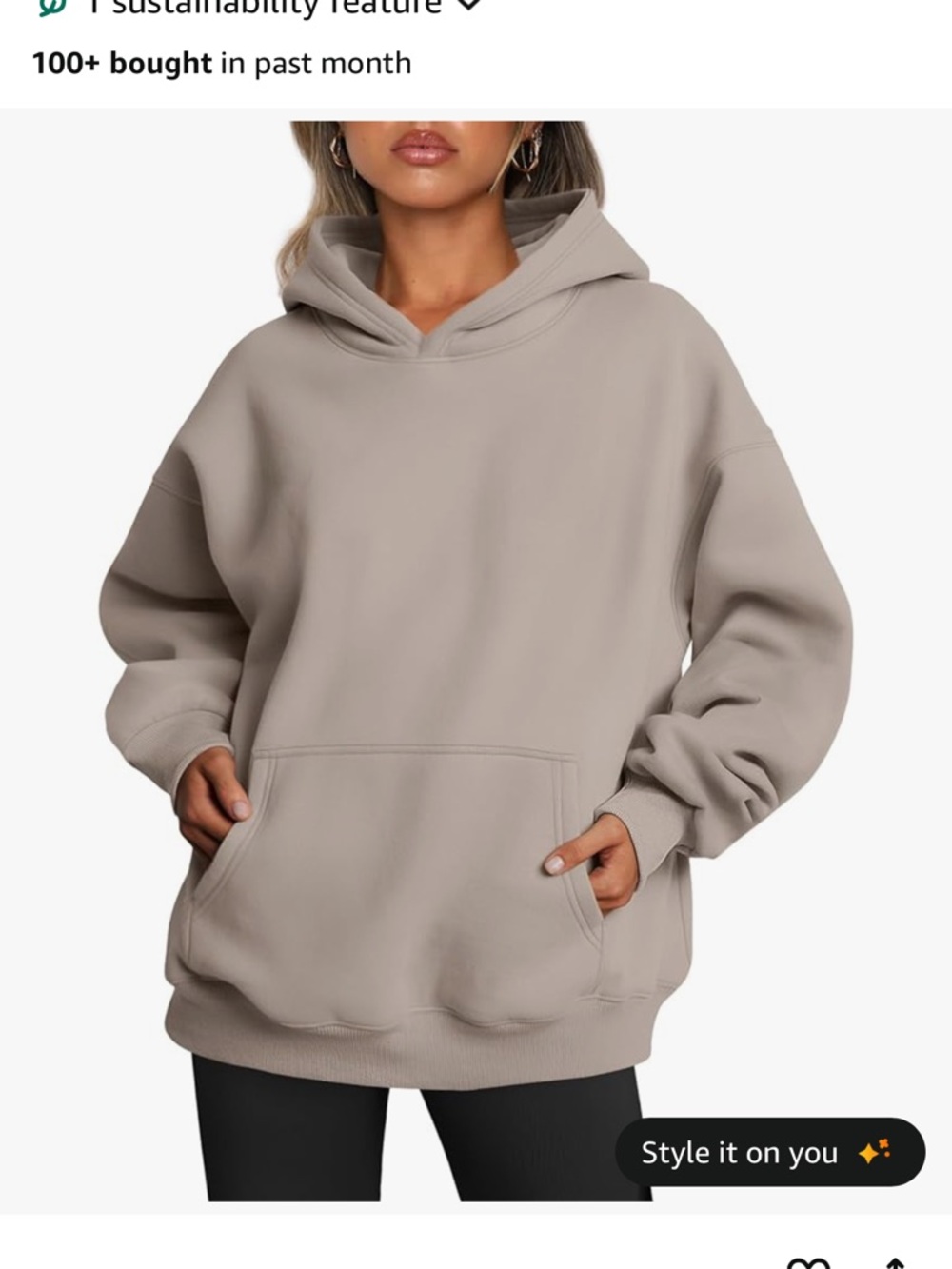 Women's Oversized Hoodie in Taupe - Relaxed Pullover